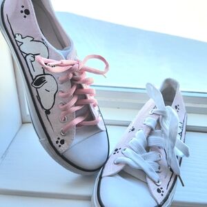 Pink and White Snoopy Sneakers NEW